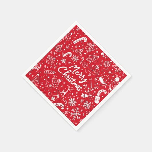 Kerst Doodles Red Vrolijk Kerstfeest Servet (Hoek)