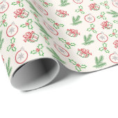 Kerst Doodles Rood en Groen Inpakpapier (Rol Hoek)
