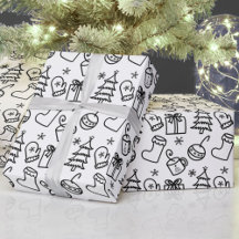 Kerst doodles zwart & wit kleur je eigen