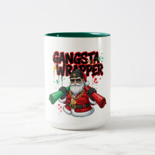 Kerst door het deeg heen vliegen tweekleurige koffiemok