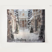 Kerst Dorp Huis Vakantie Foto Achtergrond Wandkleed (Voorkant (horizontaal))