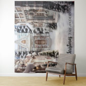 Kerst Dorp Huis Vakantie Foto Achtergrond Wandkleed (In situ)