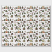 Kerst Dorp Huizen Vakantie Cadeau Cadeaupapier (Vlak)