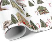 Kerst Dorp Huizen Vakantie Cadeau Cadeaupapier (Rol Hoek)
