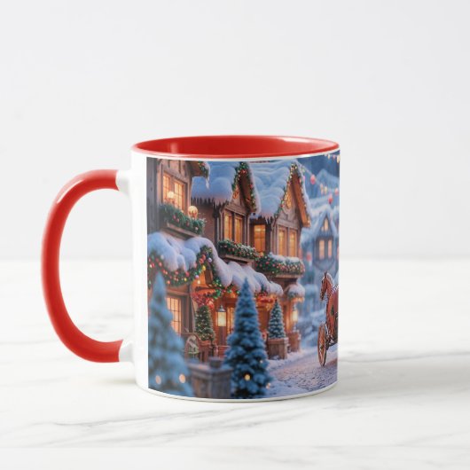 Kerst dorp illustratie mok (Links)