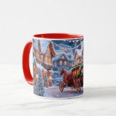 Kerst dorp illustratie mok (Voorkant links)