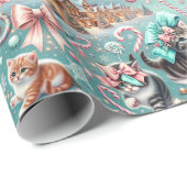 Kerst dorp inpakpapier: Kittens in geloften Cadeaupapier (Rol Hoek)