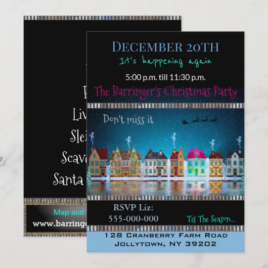 Kerst dorp jaarlijkse vakantie kerstfeest kaart (Voorkant / Achterkant)