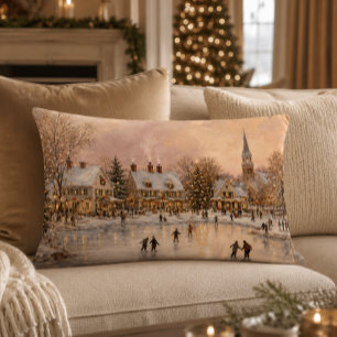 Kerst Dorp Schaatsen Accent Kussen