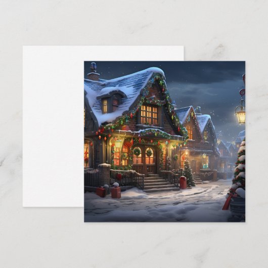 Kerst dorp vakantie groet kaart (Voorkant / Achterkant)