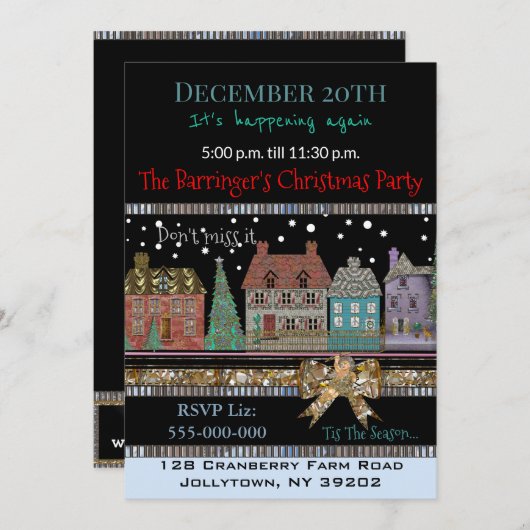 Kerst Dorp Vakantie Kerstfeest Kaart (Voorkant / Achterkant)