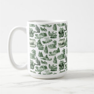 Kerst Dorps Thema Groen Toile Ontwerp Koffiemok