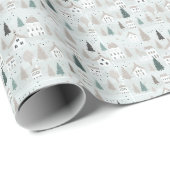 Kerst Dorpshuizen Bomen Kerstmis Cadeaupapier (Rol Hoek)