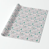 Kerst Dorpshuizen Bomen Kerstmis Cadeaupapier (Uitgerold)