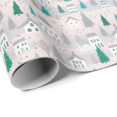 Kerst Dorpshuizen Bomen Kerstmis Cadeaupapier (Rol Hoek)
