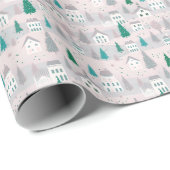 Kerst Dorpshuizen Bomen Kerstmis Cadeaupapier (Rol Hoek)
