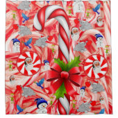 Kerst douche gordijn, Candy Cane Douchegordijn (Voorkant)