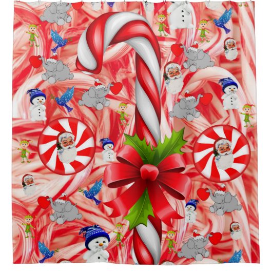 Kerst douche gordijn, Candy Cane Douchegordijn (Voorkant)