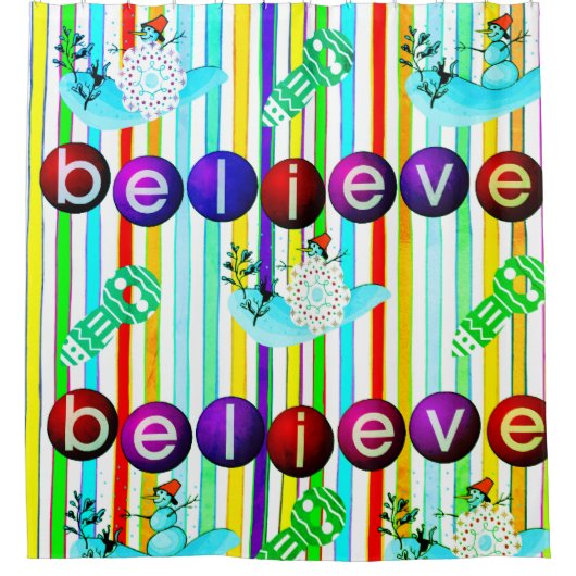 Kerst douche gordijn, geloof sneeuwman douchegordijn (Voorkant)