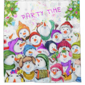 Kerst Douche Gordijn met Happy Snowmans Party (Voorkant)
