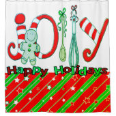 Kerst douche gordijn, rode groene sterren streep douchegordijn (Voorkant)