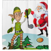 Kerst douche gordijn, Santa Golf Douchegordijn