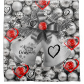 Kerst douche gordijn, zilveren ballen douchegordijn (Voorkant)