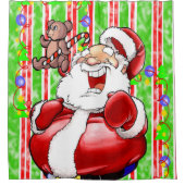 Kerst Douchegordijn, Stripe Teddy Bear Douchegordijn (Voorkant)