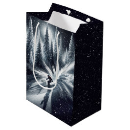 Kerst downhill skiër in het maanlicht medium cadeauzakje