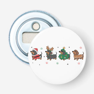 Kerst Doxerhonden Honden Cute Kerstmis Sausage Dog Button Flesopener