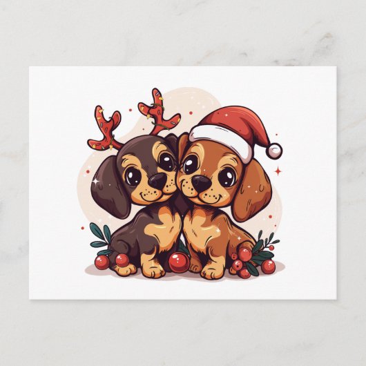 Kerst Doxter Honden Feestdagenkaart (Voorkant)