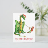 Kerst-draak ansichtkaart feestdagenkaart (Staand voorkant)