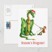 Kerst-draak ansichtkaart feestdagenkaart (Voorkant / Achterkant)