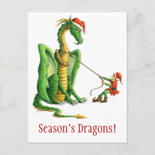 Kerst-draak ansichtkaart feestdagenkaart (Voorkant)
