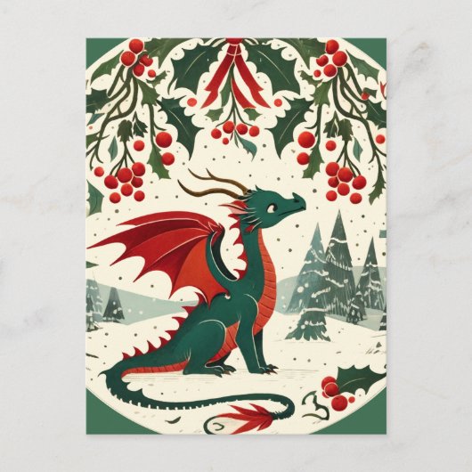 Kerst Draak Briefkaart (Voorkant)