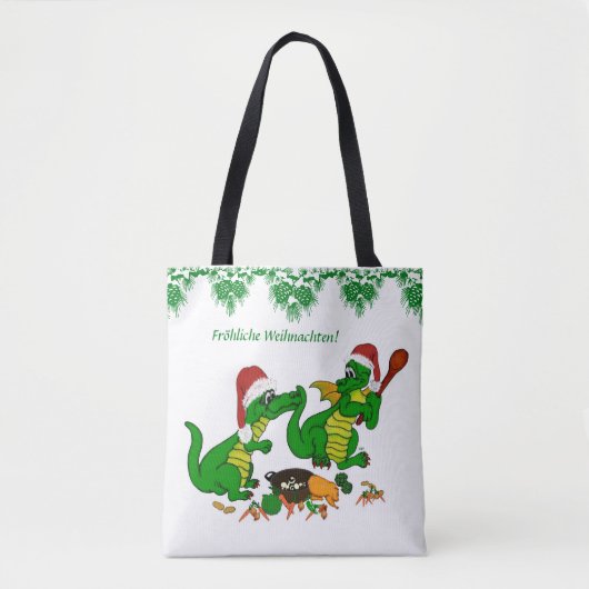 Kerst Draak , in het Nederlands Tote Bag (Voorkant)