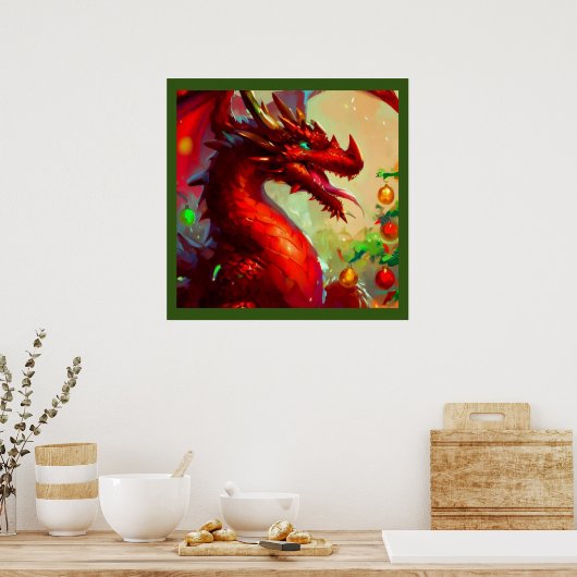 Kerst Dragon 1 Poster (Keuken)