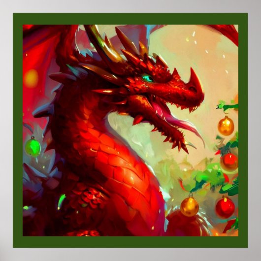Kerst Dragon 1 Poster (Voorkant)
