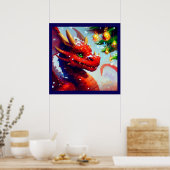 Kerst Dragon 2 Poster (Keuken)