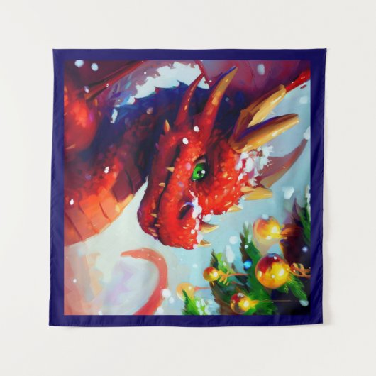 Kerst Dragon 2 Wandkleed (Voorkant (horizontaal))