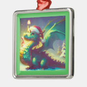 Kerst Dragon 3 Metalen Ornament (Links)
