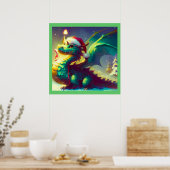 Kerst Dragon 3 Poster (Keuken)