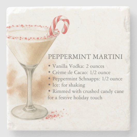 Kerst Drank Onderschalen Stenen Onderzetter (Voorkant)