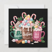 Kerst Dranken Roze Coquette Peperkoek Koffie Feestdagenkaart (Voorkant)