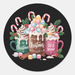 Kerst Dranken Roze Coquette Peperkoek Koffie  Ronde Sticker