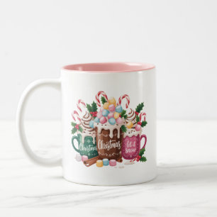 Kerst Dranken Roze Coquette Peperkoek Koffie Tweekleurige Koffiemok