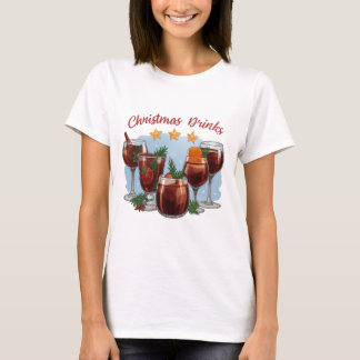 Kerst Dranken Watercolor Print | Festieve Glühwein T-shirt