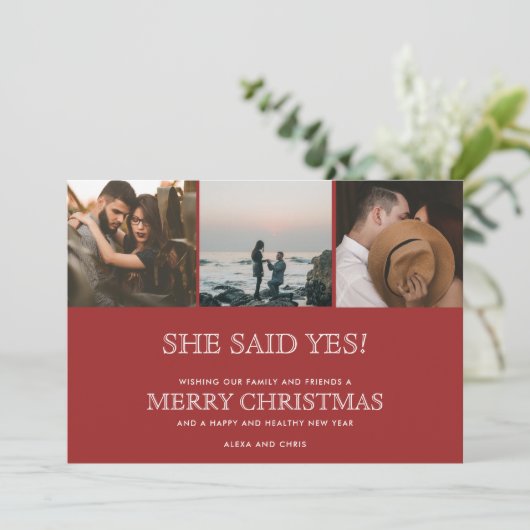 Kerst Drie Foto Verbintenis Aankondiging (Staand voorkant)