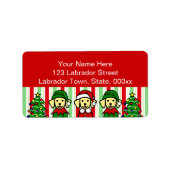 Kerst drie gele labrador Puppies Etiket (Voorkant)