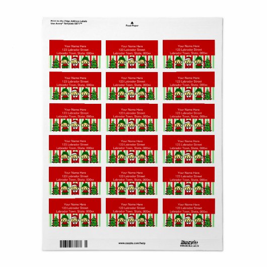 Kerst drie gele labrador Puppies Etiket (Full Sheet)